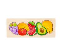 Almencla Kids Puzzle Puzzle in Legno per Bambini Forma Colore Cognizione Tavola Educativa Interattiva con Pezzi Grandi Sicuri Adatto a attività Familiari Regal, Frutta