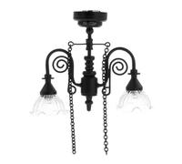 Almencla Lampadario Miniatura 1 12 Modello per Casa delle Bambole Lampada a Sospensione Arredamento Mini Droplight Metallo per Scenari Fai-da-Te Adatto a, Nero