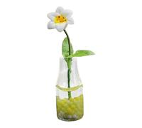 Almencla Miniatura Fiore con Vaso Vaso Mini Fiore Dollhouse Ornamento Modello Fiore Micro Paesaggio Resina Vetro Accessorio Decorativo Casa Delle Bambole, Giglio bianco