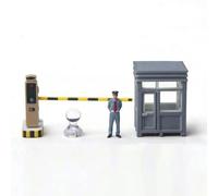 Almencla Miniature Scene Figures Set Sorveglianza con Sbarra Figurina Operatore Resina con Illuminazione per Diorami Parcheggio Allestimenti Auto Modellismo