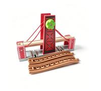 Almencla Ponte Sollevabile con Rotaie Inclinate Interattivo, ponte sollevabile per Trenini in Legno, Durevole, Cavalcavia Ferroviario, Costruzioni Immaginative