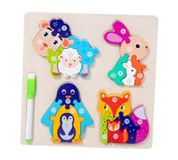 Almencla Set di Puzzle in Legno Colorati per Bambini dai 3 Ai 5 Anni - Kit di Apprendimento per Principianti, Animale