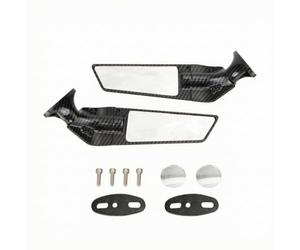 Almencla Specchietto Retrovisore Specchio Retroriflettore Accessorio Profilo Aerodinamico in E Lega di Alluminio con Vetro Chiaro Adatto per Strada Città Personalizzazione 26cm
