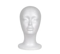 Almencla Testa Manichino in Schiuma Testa Modello Donna Supporto Parrucche Base Espositiva Forma Cranio con Superficie per Spilli per Styling Taglio E Display , 1 PPS