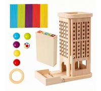 Almencla Torre in Legno con Bastoncini Educativo | Riconoscimento Dei Colori, Gioco di Abilità con Bastoncini, Motricità Fine, per Casa, Scuola Dell'infanzia, Famiglie