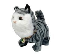 Almencla Walking Cat Toy Peluche Animato Robotico Interattivo con Movimento E Suono Realistico Morbido Peluche per Bambini Adatto a Regalo, Grigio