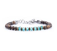 ALMENDRA Bracciale da uomo con pietre naturali dure semi preziose braccialetto in acciaio bronzite apatite celeste ematite