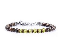 ALMENDRA Bracciale da uomo con pietre naturali dure semi preziose peridoto bronzite ematite braccialetto in acciaio