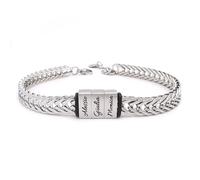 ALMENDRA Bracciale da uomo personalizzato con incisione nome figli personalizzabile braccialetto regalo a catena in acciaio inossidabile festa del papà regalo