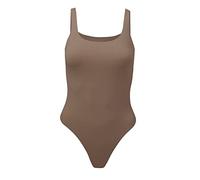 Almere Body con perizoma a taglio alto, senza scatto, body da donna, senza bisogno di reggiseno, body scolpito per il corpo, Marrone, X Large