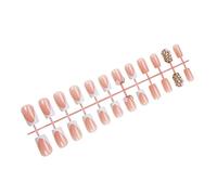 Almind - 24 unghie finte a pressione in acrilico dall'aspetto naturale, con disegni floreali, per studenti e donne che lavorano