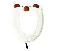 ALMLEU Copri Tavoletta WC Universal Toilet Seat Cover with Magic Tape Warm Soft Cushion Back Waterproof(White)