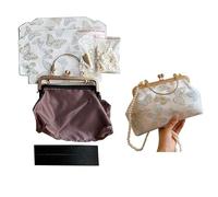 ALMLEU Kit Borse Uncinetto Fai da Te Borse Vintage Fai da Te in Maglia for Donna con Portafoglio Staccabile e Tracolla Regolabile(Num3 Blue Butterfly)