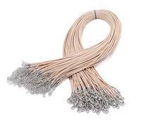 ALMLEU Lacci Cuoio 10 pz Diametro 1.5/2mm Cordoncino di Cuoio Collana con Chiusura Corda Intrecciata Regolabile for la creazione Gioielli Forniture Braccialetto Fai da Te(Khaki,45cm x 1.5mm)