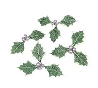 ALMLEU Pigne Decorative 10/20 Pezzi di Bacche di Agrifoglio Natalizie con Foglie Verdi Fai da Te, Ghirlanda di Fiori Finti Artificiali, Decorazioni di Bacche Rosse for L'Albero di Natale(Gray,50Pcs)