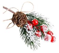 ALMLEU Pigne Decorative 10 Pezzi di Bacche Rosse, pigne for lavoretti, Rami Pino Artificiali sempreverdi, steli Agrifoglio, Albero Natale, e Spray