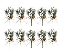 ALMLEU Pigne Decorative 10 Pezzi di Ornamenti Natalizi Artificiali a Forma di Albero di Pino e Bacche, Coni Rossi, Rami, Decorazioni for Il Soggiorno(White,10pcs)