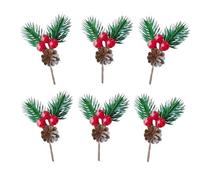 ALMLEU Pigne Decorative 10 pigne Artificiali con Bacche Rosse for Decorazioni Natalizie, ghirlande Fai da Te, centrotavola Natalizi