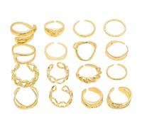 ALMLWIAJ Set di 12 anelli dorati Chunky da donna, in oro boho da 14 carati, impilabili, per accessori, idea regalo