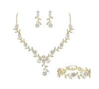 ALMLWIAJ Set di Gioielli da 3 Pezzi - Collana, Bracciale e Orecchini - Cristallo Strass Forma a Goccia - Elegante Set Regalo per Donna (Oro)