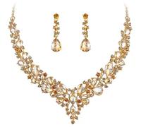 ALMLWIAJ Set Gioielli Cristallo Goccia con Collana da Sposa e Orecchini a Pendente Cristallo Elegante per Cerimonia Matrimonio Festa