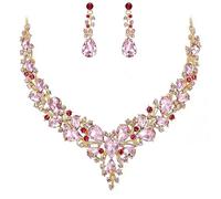 ALMLWIAJ Set Gioielli Cristallo Goccia con Collana da Sposa e Orecchini a Pendente Cristallo Elegante per Cerimonia Matrimonio Festa