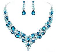 ALMLWIAJ Set Gioielli Cristallo Goccia con Collana da Sposa e Orecchini a Pendente Cristallo Elegante per Cerimonia Matrimonio Festa