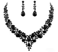 ALMLWIAJ Set Gioielli Cristallo Goccia con Collana da Sposa e Orecchini a Pendente Cristallo Elegante per Cerimonia Matrimonio Festa