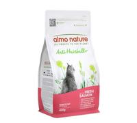 Almo Nature Anti Hairball - Crocchette Gatto Adulto con Salmone Fresco, con Miscela di Fibre Vegetali per Contrastare la Formazione di Boli di Pelo - Sacco da 400g