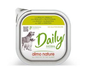 almo Nature Daily Dog Menu No Grain Paté, Cibo Umido per Cani, Pollo e Piselli, 300 g, Confezione da 9