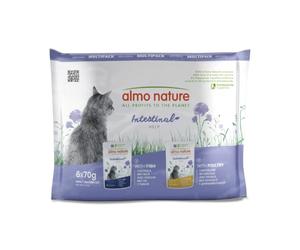 Almo Nature Functional - Intestinal Help - Alimento Umido per Gatti Adulti con Sensibilità Intestinale - con Pesce, con Pollame - Supporto per il Microbiota - 70g (Confezione da 6)