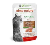 Almo Nature HFC Natural, Alimento Umido per Gatti - Pollo e Gamberetti, Human Grade, Gluten Free, Monoproteico, 55g, Confezione da 24