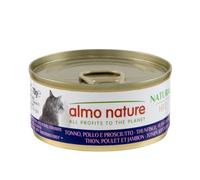 almo nature HFC Natural, Alimento Umido per Gatti - Tonno, Pollo e Prosciutto - Human-Grade, Senza Glutine - 70g, Confezione da 24