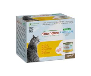 Almo Nature Made in Italy per Gatto - Mega Pack HFC Natural Light Meal con Filetto di Pollo, 4 x 50 g