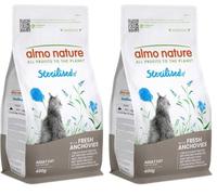 Almo Nature Sterilised - Crocchette Gatto Sterilizzato con Acciughe Fresche - A Basso Contenuto di Magnesio e con Fibre per il Controllo del Peso - Sacco da 400g (Confezione da 2)