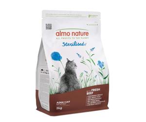 Almo Nature Sterilised - Crocchette Gatto Sterilizzato con Manzo Fresco - A Basso Contenuto di Magnesio e con Fibre per il Controllo del Peso - Sacco da 2kg