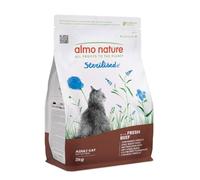 Almo Nature Sterilised - Crocchette Gatto Sterilizzato con Manzo Fresco - Basso Contenuto di Magnesio e Fibre per il Controllo del Peso - 2 kg