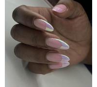 Almond Press On Nails Design Lucido Punte Francesi Falso Acrilico Falso Colle Artificiali Su Per Le Donne Su Unghie Bara Mandorla Francese Tip On Nail