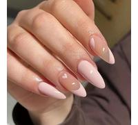 Almond Press On Nails Falso acrilico lucido bastone artificiale per le donne 24 pezzi 12 dimensioni colle sulle unghie bara mandorla punta francese sulle unghie