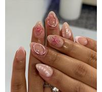 Almond Press On Nails Falso lucido acrilico artificiale Stick On per le donne 24 pezzi 12 dimensioni colle su colle acriliche sulle unghie per le donne trasparente