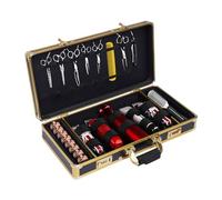 Alnemy Barbiere Case portatile con serratura sicura per password, organizer per attrezzi da viaggio, borsa per il trasporto, nero+oro