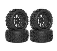 ALNENWT Cerchi esagonali RC da 12 mm e Pneumatici for Camion RC for 1/10 Stampede Hoss 2WD 4x4 VXL tra-XXAS Rustler Redcat Volcano EPX PRO S30 Blackout XTE(4pcs Black)