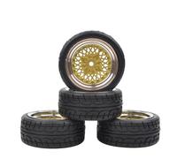 ALNENWT Pneumatico da Strada 1/10, Ruote esagonali da 12 mm, Pneumatico for Auto da Corsa RC da Turismo in Scala 1:10, Tami-Ya TT02, WL-Toys, HPI tra-XXAS, KYO-SHO, Accessori(Gold)