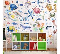 Alnicov 104 pezzi colorati sotto il mare adesivi da parete decorativi da parete con meduse di pesce rimovibile a tema oceano per camera da letto soggiorno ufficio