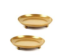 Alnicov 2pcs Piatti Portacandele,4,4 Pollici Piedistallo Pilastro Portacandele per Candele di Cera per Coni di Incenso Spa Matrimonio Pregare Decorazione per Feste a Casa,Oro