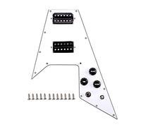 Alnicov 3 Ply Loaded Battipenna Precablato Piastra Cablata per Chitarra,Compatibile con Chitarra Gibson Flying V Style,Bianco