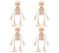 Alnicov 4 Pezzi Figure in Legno per dipingere Figure Fai da Te Piccole Bambole Che dipingono Bambole in Legno Decorazione Giocattolo educativo