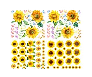 Alnicov - Adesivi da parete a forma di girasole, con farfalla, 118 pezzi, rimovibili, per camera da letto, soggiorno, bagno, cucina, decorazione per feste