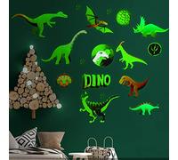 Alnicov - Adesivi da parete con dinosauro incandescente al buio, decorazione da parete rimovibile e luminosa, per casa, ufficio, soggiorno, bagno, 17 pezzi