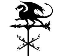Alnicov Banderuola in Metallo Animale, banderuola Nera Vintage Indicatore di direzione del Vento Cavo per Giardino Esterno Tetto Paddock Decorazione Banderuola (Drago di Fuoco)